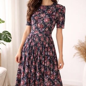 Phoebe Petites Floral Midi Dress Vintage 80s 90s Paisley S/M
